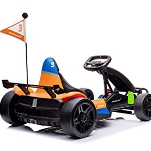 DAKOTT McLaren Electric Go Kart for Kids Ages 6-12, Up to 154 lbs, 24V 4-Wheel Electric Go Cart, 5-9 MPH Speed W/Drift Function, Orange, Large