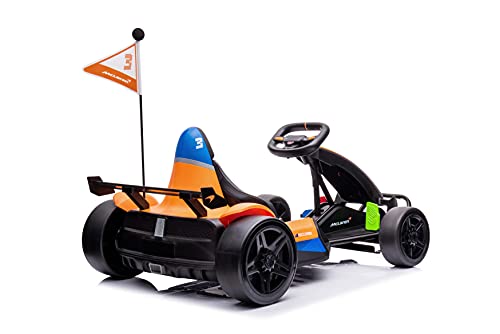 DAKOTT McLaren Electric Go Kart for Kids Ages 6-12, Up to 154 lbs, 24V 4-Wheel Electric Go Cart, 5-9 MPH Speed W/Drift Function, Orange, Large