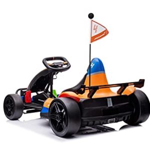 DAKOTT McLaren Electric Go Kart for Kids Ages 6-12, Up to 154 lbs, 24V 4-Wheel Electric Go Cart, 5-9 MPH Speed W/Drift Function, Orange, Large