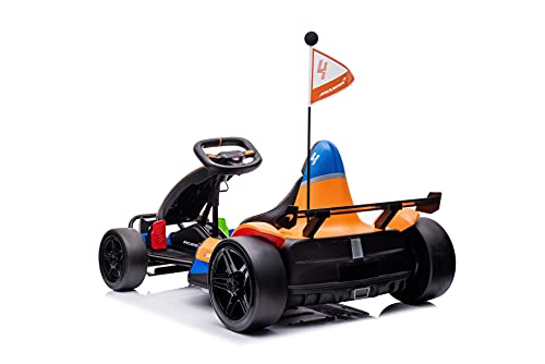 DAKOTT McLaren Electric Go Kart for Kids Ages 6-12, Up to 154 lbs, 24V 4-Wheel Electric Go Cart, 5-9 MPH Speed W/Drift Function, Orange, Large