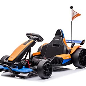 DAKOTT McLaren Electric Go Kart for Kids Ages 6-12, Up to 154 lbs, 24V 4-Wheel Electric Go Cart, 5-9 MPH Speed W/Drift Function, Orange, Large