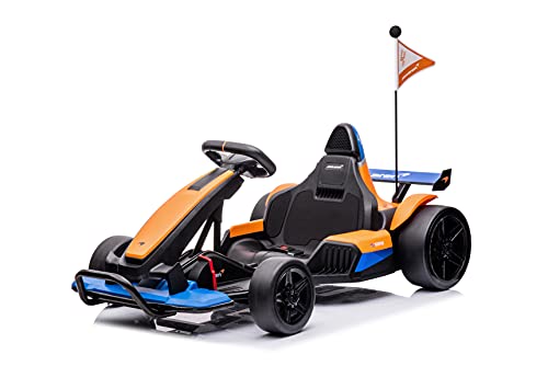 DAKOTT McLaren Electric Go Kart for Kids Ages 6-12, Up to 154 lbs, 24V 4-Wheel Electric Go Cart, 5-9 MPH Speed W/Drift Function, Orange, Large