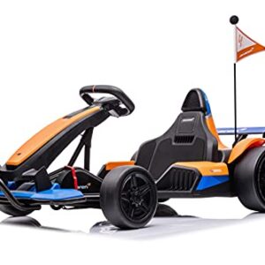 DAKOTT McLaren Electric Go Kart for Kids Ages 6-12, Up to 154 lbs, 24V 4-Wheel Electric Go Cart, 5-9 MPH Speed W/Drift Function, Orange, Large