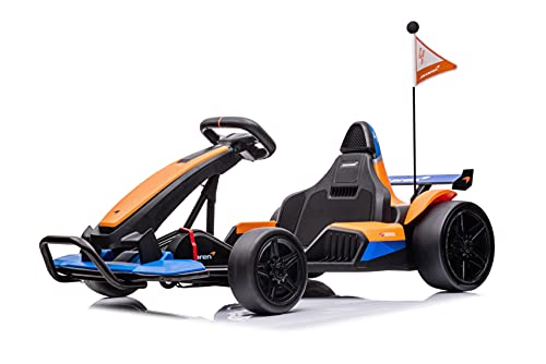 DAKOTT McLaren Electric Go Kart for Kids Ages 6-12, Up to 154 lbs, 24V 4-Wheel Electric Go Cart, 5-9 MPH Speed W/Drift Function, Orange, Large