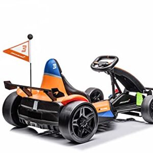 DAKOTT McLaren Electric Go Kart for Kids Ages 6-12, Up to 154 lbs, 24V 4-Wheel Electric Go Cart, 5-9 MPH Speed W/Drift Function, Orange, Large