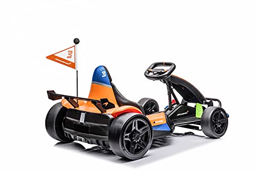 DAKOTT McLaren Electric Go Kart for Kids Ages 6-12, Up to 154 lbs, 24V 4-Wheel Electric Go Cart, 5-9 MPH Speed W/Drift Function, Orange, Large