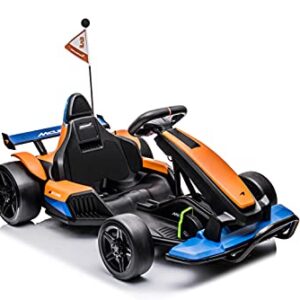 DAKOTT McLaren Electric Go Kart for Kids Ages 6-12, Up to 154 lbs, 24V 4-Wheel Electric Go Cart, 5-9 MPH Speed W/Drift Function, Orange, Large