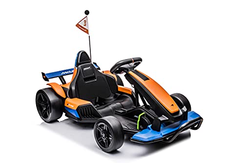 DAKOTT McLaren Electric Go Kart for Kids Ages 6-12, Up to 154 lbs, 24V 4-Wheel Electric Go Cart, 5-9 MPH Speed W/Drift Function, Orange, Large