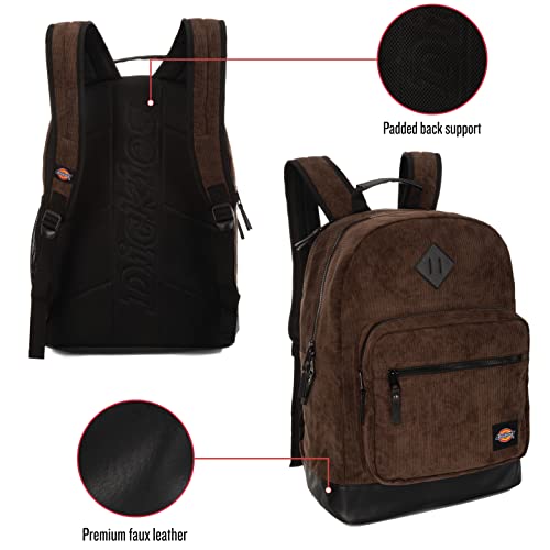 Dickies Signature Backpack for School Classic Logo Water Resistant Casual Daypack for Travel Fits 15.6 Inch Notebook (Brown Duck Corduroy)