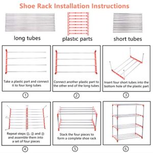 Xerhnan 3-Tier Stackable Small Shoe Rack, Lightweight Shoe Shelf Storage Organizer for Entryway, Hallway and Closet(Pink)