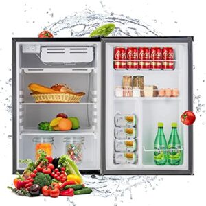 N A 4.5 Cu.Ft Mini Refrigerator Compact Refrigerator-Small Drink Food Storage Machine for Dorm, Garage, Camper, Basement or Office, Single Door Mini Fridge, stainless steel (Black)