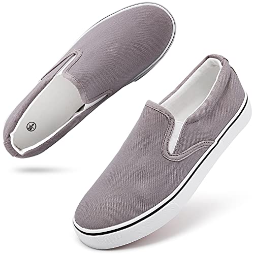 Women's Slip on Shoes Canvas Sneakers Loafers Non Slip Shoes Low Top Casual Shoes(Gray.US7) Grey