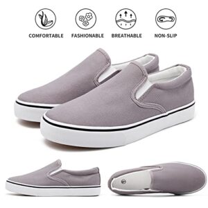 Women's Slip on Shoes Canvas Sneakers Loafers Non Slip Shoes Low Top Casual Shoes(Gray.US7) Grey