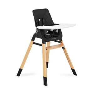 dream on me nibble wooden compact high chair in black | light weight | portable |removable seat cover i adjustable tray i baby and toddler
