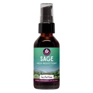 WishGarden Herbs Sage Milk Reduction - Natural Herbal Lactation Supplement for Breastfeeding Weaning, Supports a Mother's Slower Production of Breast Milk, Stop Breastfeeding and Baby Led Weaning, 2oz