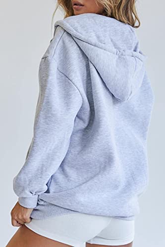 EFAN Women's Fall 2023 Fashion Winter Clothes Outfits Tops Y2k Cute Teen Girl Sweatshirts Casual Long Sleeve Shirts Zip Up Hoodie Sport Yoga Trendy Clothing Cardigan Grey