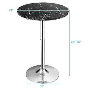 Giantex Round Pub Table Height Adjustable, 360° Swivel Cocktail Pub Table with Sliver Leg and Base for Home, Bar Table(1, Black)