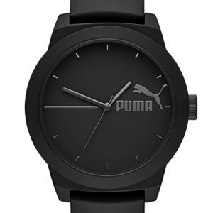 PUMA Men's 5 Quartz Watch with Silicone Strap, Black, 20 (Model: P6024)