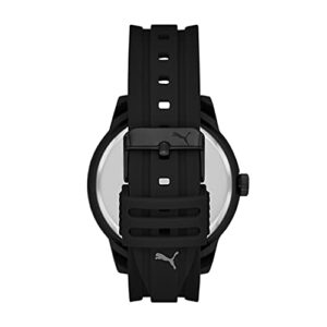 PUMA Men's 5 Quartz Watch with Silicone Strap, Black, 20 (Model: P6024)
