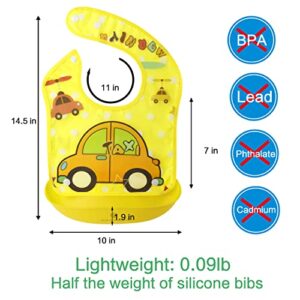 Amplim Baby Feeding Bib (3-Pack) Toddler/Baby Bibs for Eating. Waterproof, Adjustable, Lightweight. Eco-friendly PEVA material. BPA, Lead, Phthalate, Cadmium free