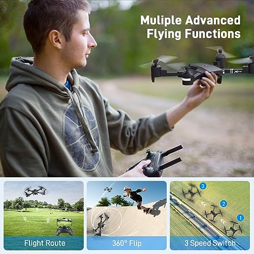 Drone with Camera for Adults, ATTOP 1080P Live Video 120° Wide Angle APP-Controlled Camera Drone for Kids 8-12, Beginner Friendly with 1 Key Fly/Land/Return, Remote/Voice/Gesture/Gravity Control, FPV Drone w/ Safe Emergency Stop, 360° Flip, VR Mode, Carry