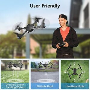 Drone with Camera for Adults, ATTOP 1080P Live Video 120° Wide Angle APP-Controlled Camera Drone for Kids 8-12, Beginner Friendly with 1 Key Fly/Land/Return, Remote/Voice/Gesture/Gravity Control, FPV Drone w/ Safe Emergency Stop, 360° Flip, VR Mode, Carry