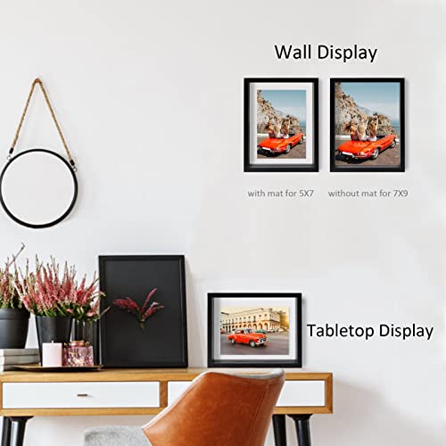 N/A+ Trwcrt 2 Pack 5x7 Floating Picture Frame, Double Glass Picture Frames Display up to 7 x 9 photos for Desktop or Wall Hanging, Black
