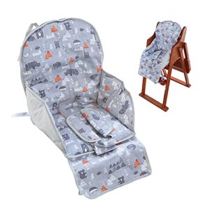 kocpudu high chair pad,high chair cushion,seat cushion breathable pad,comfortable seat belt design,cute pattern,soft and comfortable ,baby sits more comfortable(gray animal pattern)