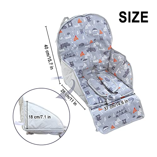 Kocpudu High Chair Pad,high Chair Cushion,seat Cushion Breathable Pad,Comfortable Seat Belt Design,Cute Pattern,Soft and Comfortable ,Baby Sits More Comfortable(Gray Animal Pattern)