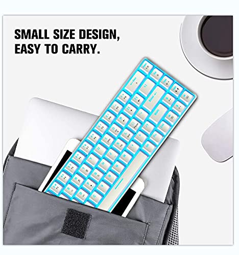 Keyboard and Mouse Gaming Set, 68 Keys Blue Switch 60% Mini Blue Backlit Mechanical Keyboard White, 6400DPI 7 Buttons Lightweight Programmable Mouse Green, USB Wired, Compatible with Windows Mac PS4