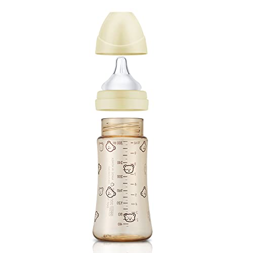 Grosmimi PPSU Baby Bottle, BPA Free (10oz Bear_Pure Gold)