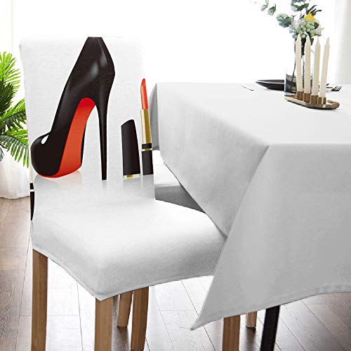 Dining Chair Slipcover, Black High Heels and Lipstick Chair Protector Stretch Parsons Chair Covers for Dining Room, Restaurant, Kitchen, Party, 6 Packs