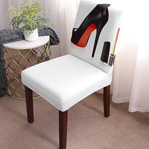 Dining Chair Slipcover, Black High Heels and Lipstick Chair Protector Stretch Parsons Chair Covers for Dining Room, Restaurant, Kitchen, Party, 6 Packs