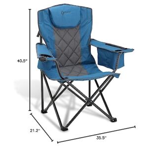 ARROWHEAD OUTDOOR Portable Folding Camping Quad Chair w/ 6-Can Cooler, Cup & Wine Glass Holders, Heavy-Duty Carrying Bag, Padded Armrests, Headrest & Seat, Supports up to 450lbs, USA-Based Support