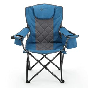 ARROWHEAD OUTDOOR Portable Folding Camping Quad Chair w/ 6-Can Cooler, Cup & Wine Glass Holders, Heavy-Duty Carrying Bag, Padded Armrests, Headrest & Seat, Supports up to 450lbs, USA-Based Support