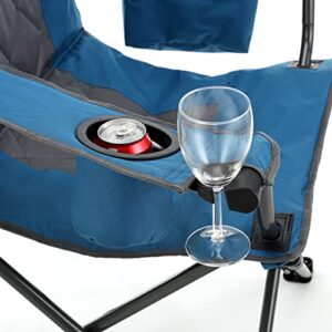 ARROWHEAD OUTDOOR Portable Folding Camping Quad Chair w/ 6-Can Cooler, Cup & Wine Glass Holders, Heavy-Duty Carrying Bag, Padded Armrests, Headrest & Seat, Supports up to 450lbs, USA-Based Support