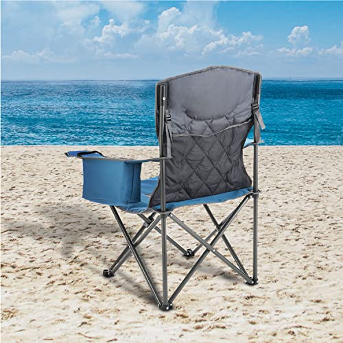 ARROWHEAD OUTDOOR Portable Folding Camping Quad Chair w/ 6-Can Cooler, Cup & Wine Glass Holders, Heavy-Duty Carrying Bag, Padded Armrests, Headrest & Seat, Supports up to 450lbs, USA-Based Support