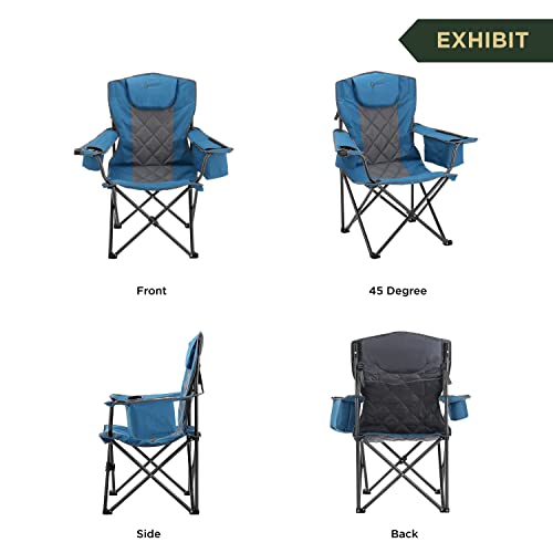 ARROWHEAD OUTDOOR Portable Folding Camping Quad Chair w/ 6-Can Cooler, Cup & Wine Glass Holders, Heavy-Duty Carrying Bag, Padded Armrests, Headrest & Seat, Supports up to 450lbs, USA-Based Support