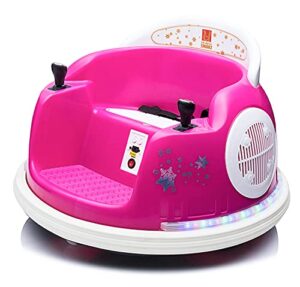 u urideon ride on bumper car for kids, 6v electric vehicle ride on toys with remote control, music,colorful flashing lights,battery powered (pink)