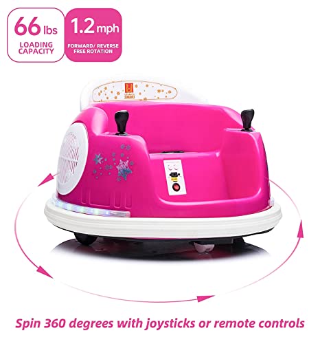 u URideon Ride On Bumper car for Kids, 6V Electric Vehicle Ride on Toys with Remote Control, Music,Colorful Flashing Lights,Battery Powered (Pink)