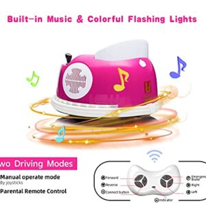 u URideon Ride On Bumper car for Kids, 6V Electric Vehicle Ride on Toys with Remote Control, Music,Colorful Flashing Lights,Battery Powered (Pink)