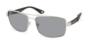 skechers men's sea6164 rectangular sunglasses, matte light nickeltin, 59mm