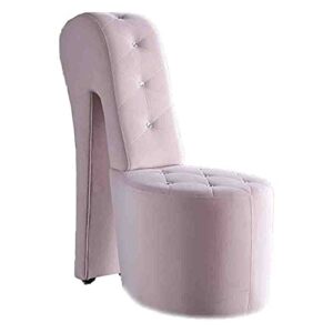 best master furniture high heel velvet shoe chair with crystal studs, pink