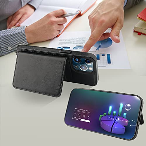 Bocasal Wallet Case for iPhone 13 Pro Compatible with MagSafe Magnetic RFID Blocking Detachable Premium PU Leather Flip Case with Card Slots Holder Kickstand Wireless Charging 6.1 Inch (Black)