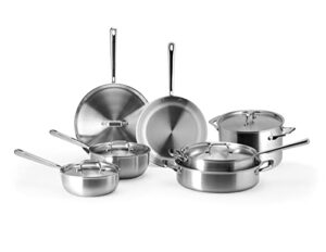 misen stainless steel pots and pans set - stainless steel cookware set - 12 piece complete kitchen cookware sets