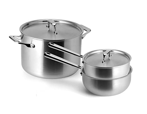 Misen Stainless Steel Pots and Pans Set - Stainless Steel Cookware Set - 12 Piece Complete Kitchen Cookware Sets