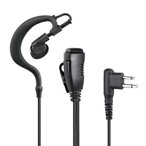 walkie talkie earpiece compatible with motorola single wire headphone mic earhook headsets 2.5mm+3.5mm 2-pin two way radio earpiece with ptt black