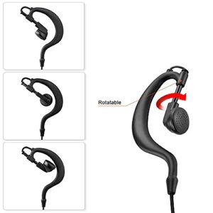 Walkie Talkie Earpiece Compatible with Motorola Single Wire Headphone Mic Earhook Headsets 2.5mm+3.5mm 2-Pin Two Way Radio Earpiece with PTT Black