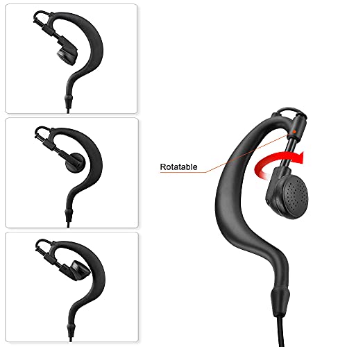 Walkie Talkie Earpiece Compatible with Motorola Single Wire Headphone Mic Earhook Headsets 2.5mm+3.5mm 2-Pin Two Way Radio Earpiece with PTT Black