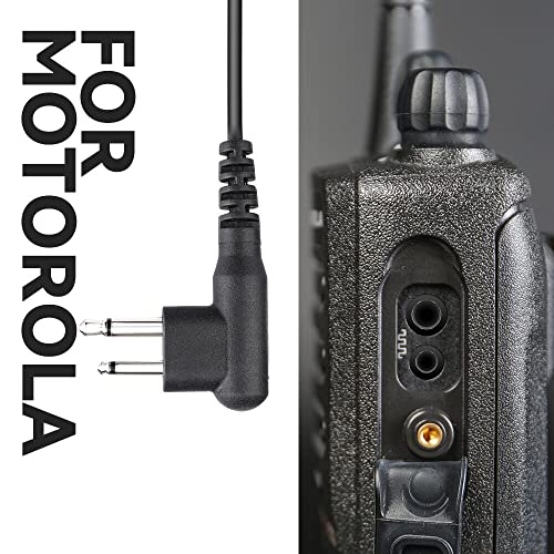 Walkie Talkie Earpiece Compatible with Motorola Single Wire Headphone Mic Earhook Headsets 2.5mm+3.5mm 2-Pin Two Way Radio Earpiece with PTT Black